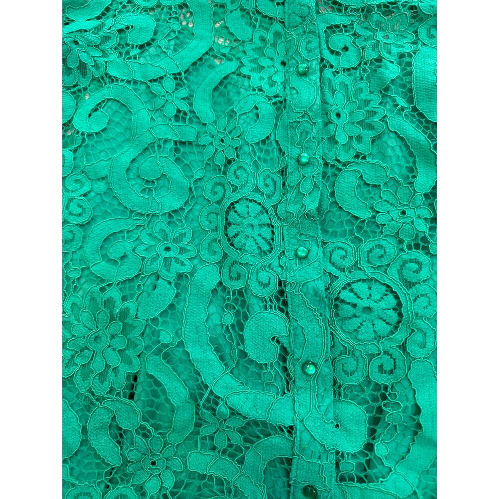 NANETTE Nanette Lepore Green Lace Blouse - Emerald Isle - Picture 8 of 15